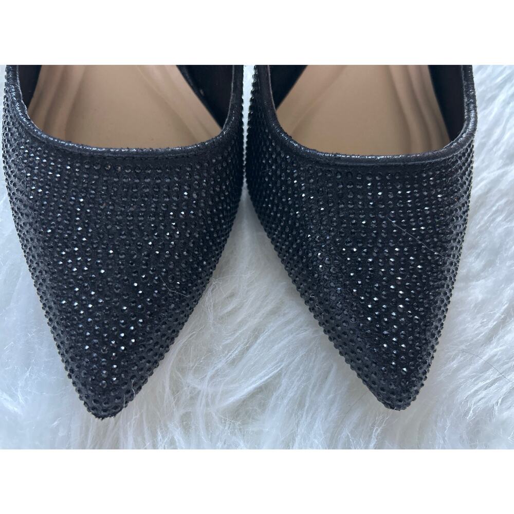 Jessica Simpson Stiletto Pumps 7.5 M Black Rhinestone Holiday Heels Party - Picture 4 of 14